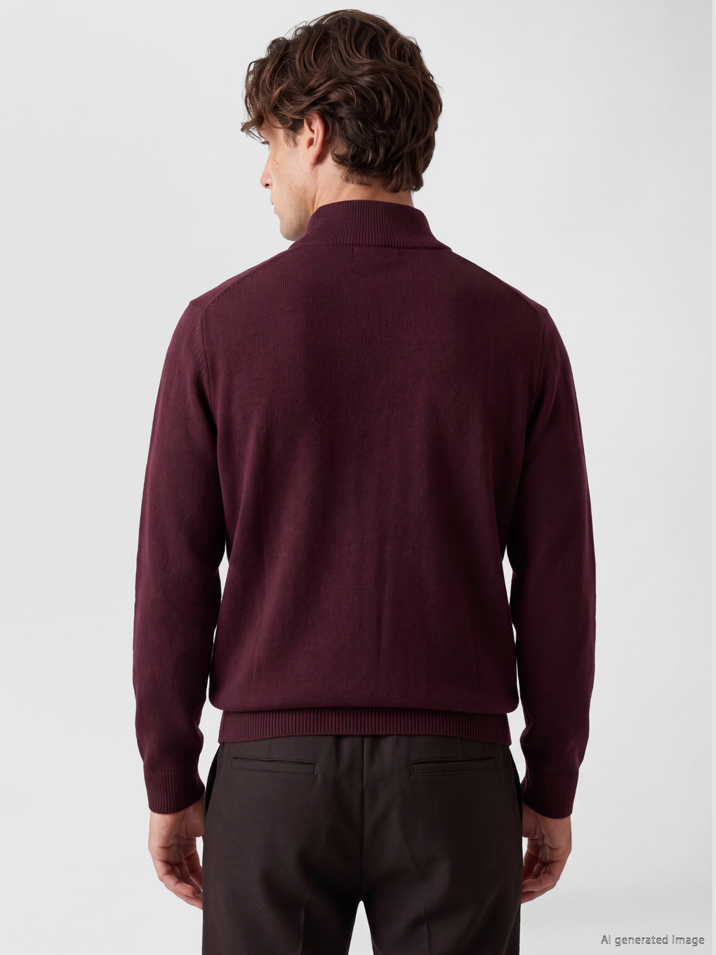 Pulover Tricotat Mock Neck Bărbați-3