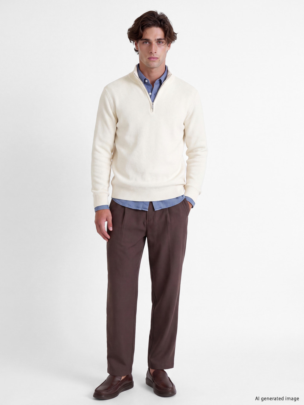 Pulover Tricotat Mock Neck Bărbați-1