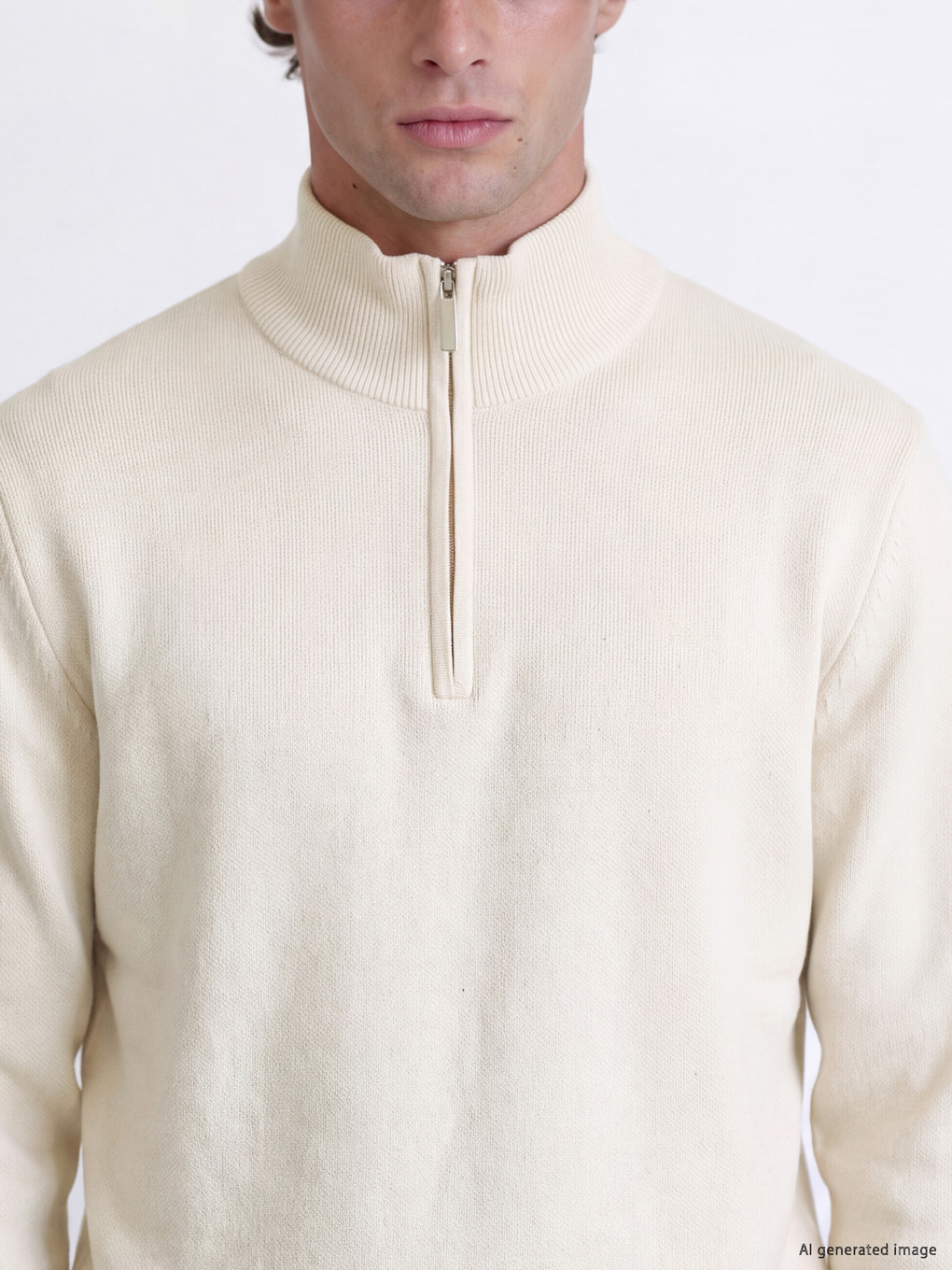 Pulover Tricotat Mock Neck Bărbați-2