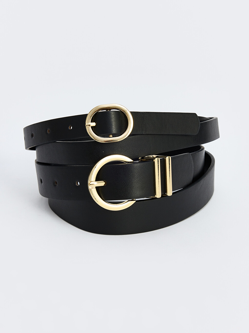 Faux Leather Women's Belt 2 Pack