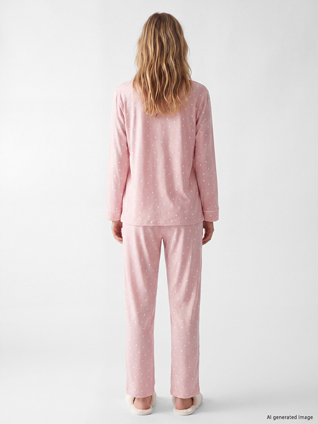 Gömlek Yaka Desenli Kadın Pijama Takım-3