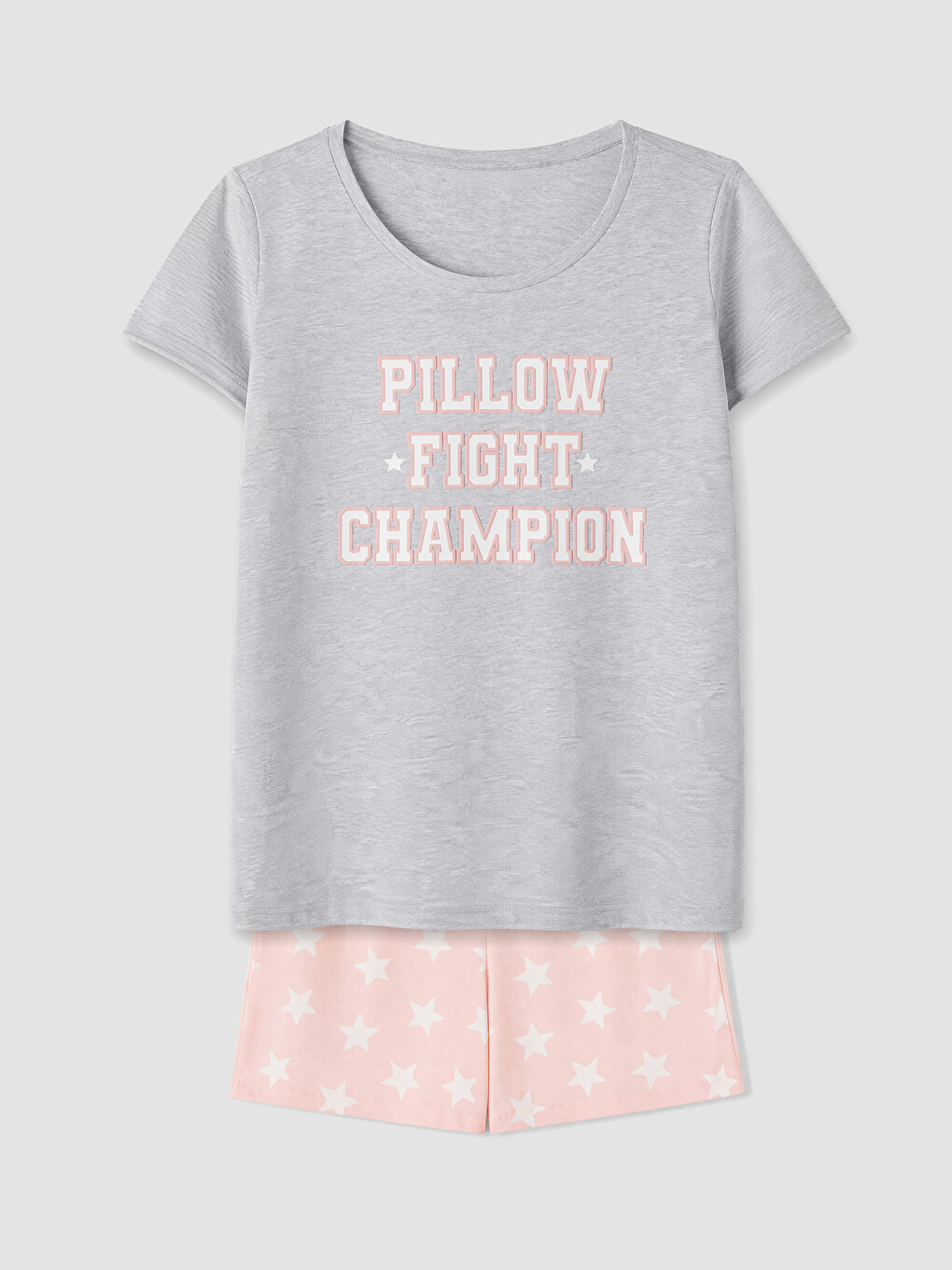 Pembe Baskılı Kadın Şortlu Pijama Takımı-4