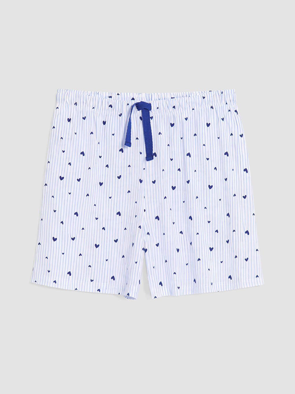Mavi Kalp Desenli Kadın Şortlu Pijama Takımı-8