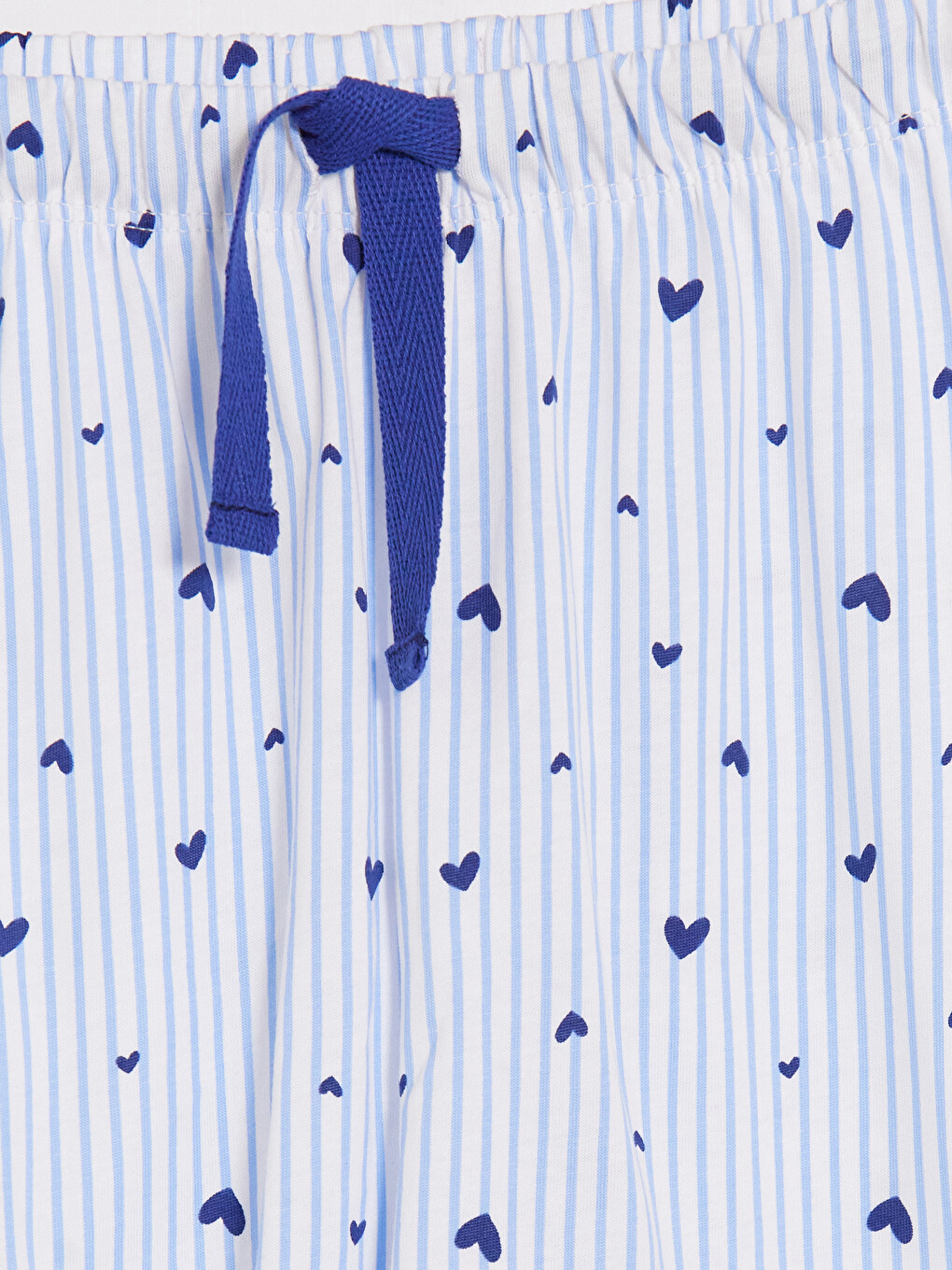 Mavi Kalp Desenli Kadın Şortlu Pijama Takımı-9