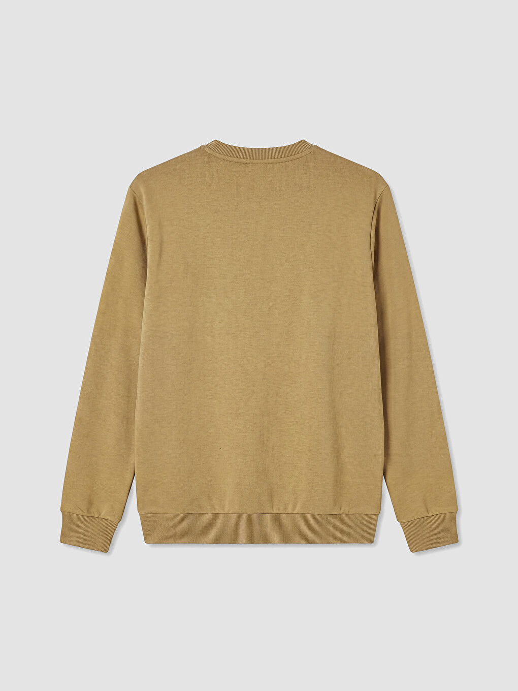 Sarı Bisiklet Yaka Nakışlı Erkek Kalın Sweatshirt-6