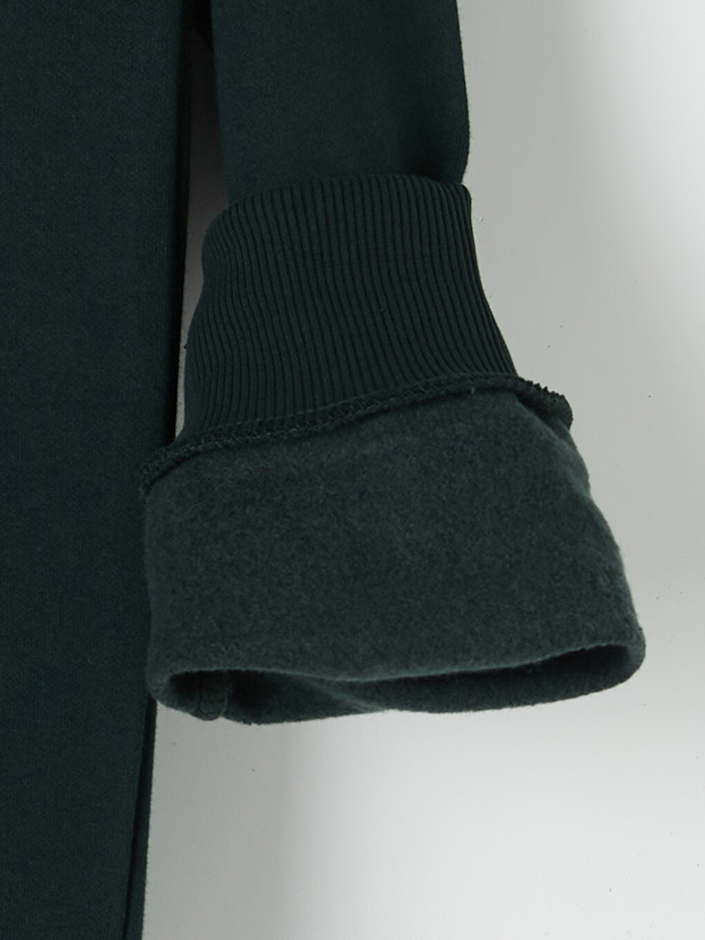Yeşil Bisiklet Yaka Nakışlı Erkek Kalın Sweatshirt-2