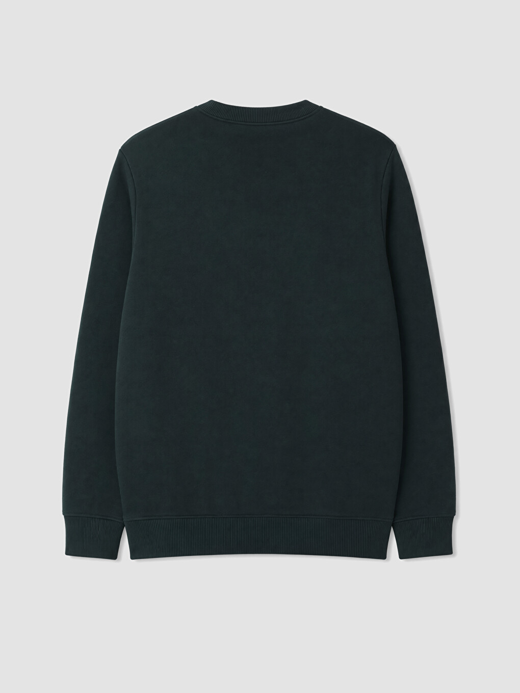 Yeşil Bisiklet Yaka Nakışlı Erkek Kalın Sweatshirt-3