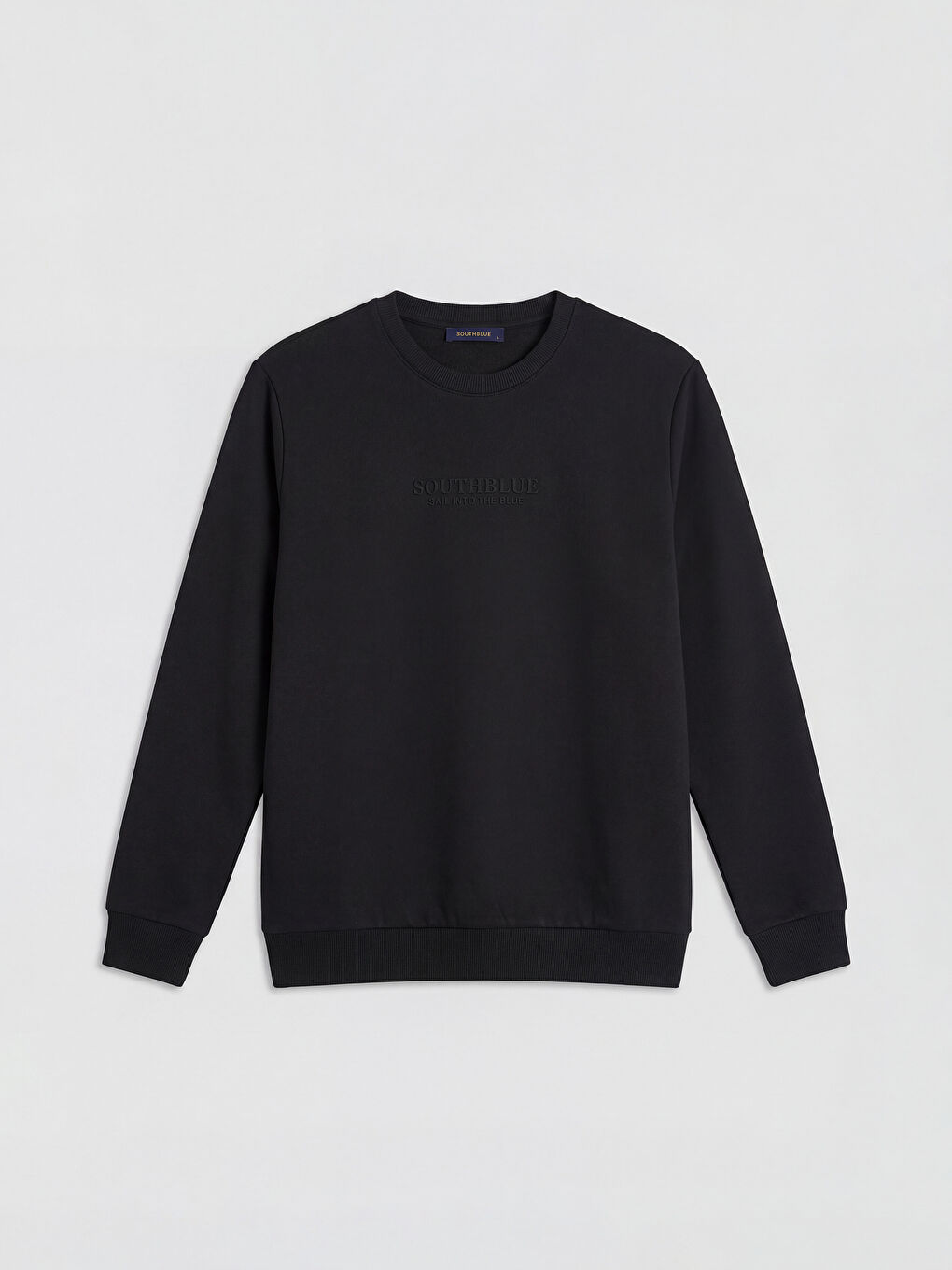 Siyah Bisiklet Yaka Nakışlı Erkek Sweatshirt-3