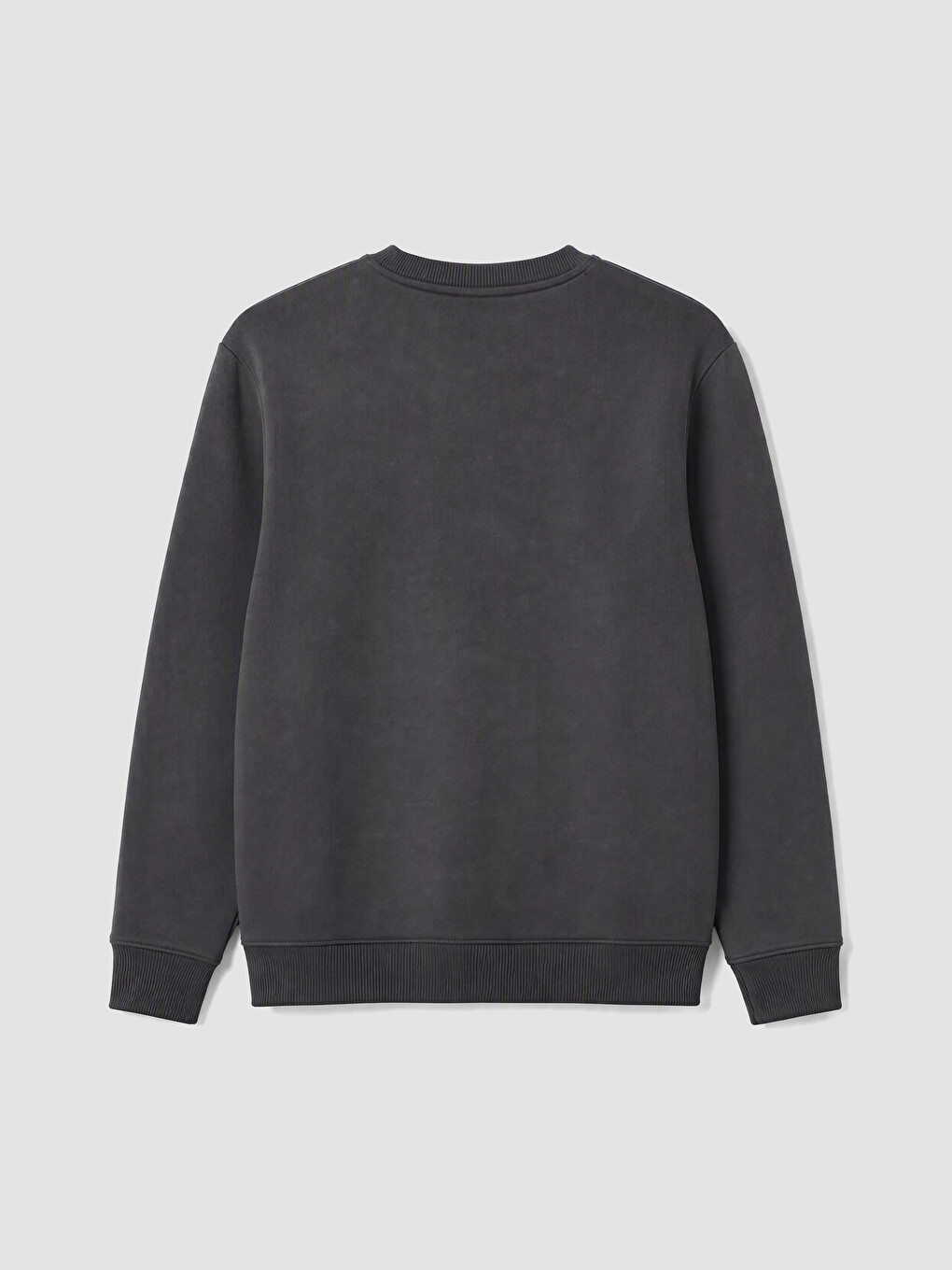 Antrasit Bisiklet Yaka Nakışlı Erkek Kalın Sweatshirt-3