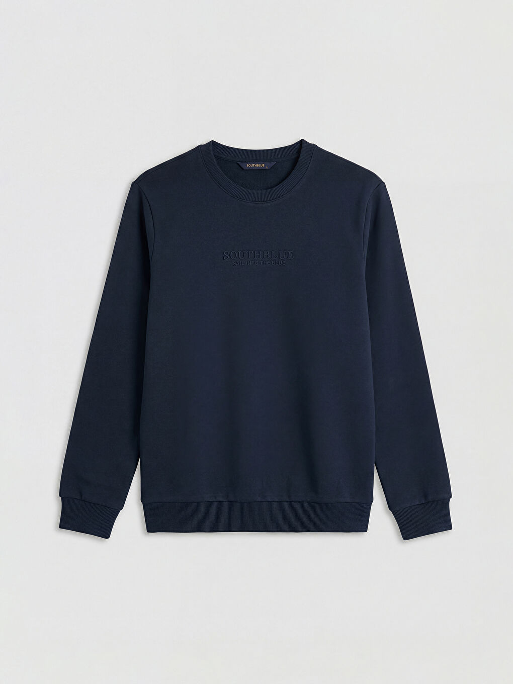 Lacivert Bisiklet Yaka Nakışlı Erkek Sweatshirt-4