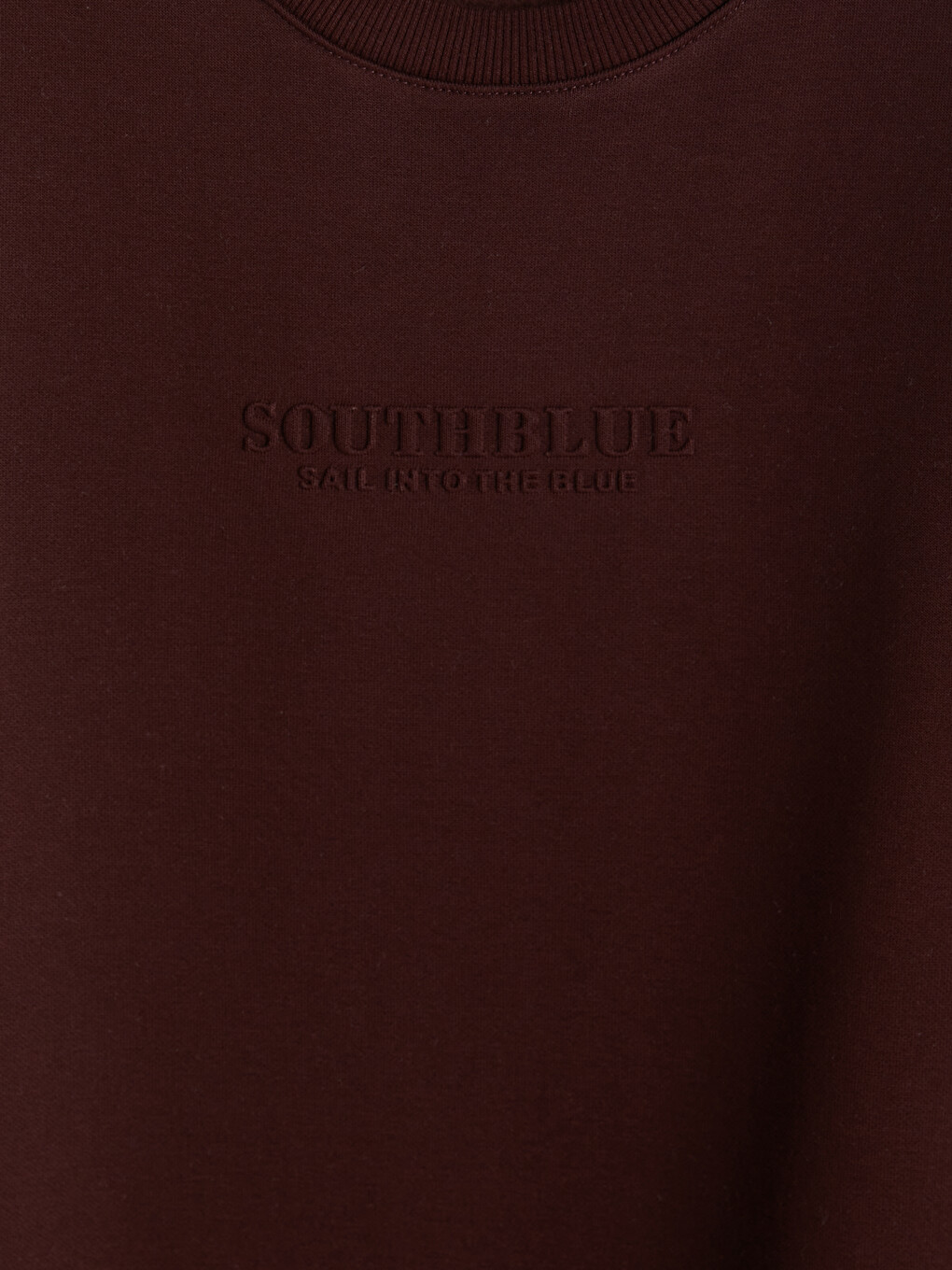 Bordo Bisiklet Yaka Nakışlı Erkek Kalın Sweatshirt-2