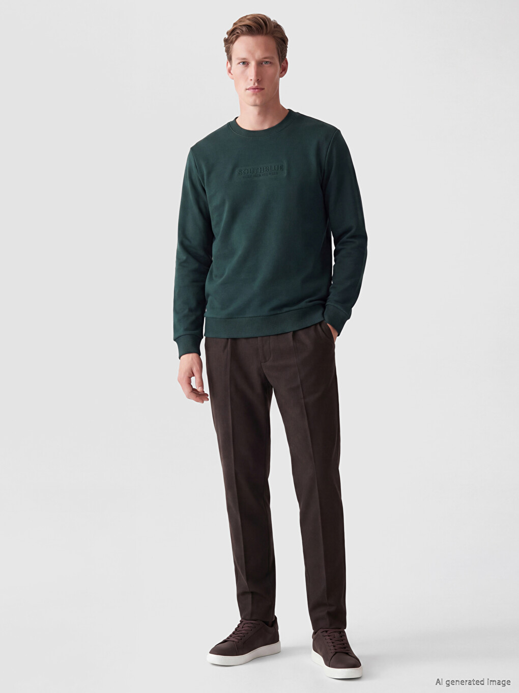 Crew Neck Embroidered Men's Thick Sweatshirt-1