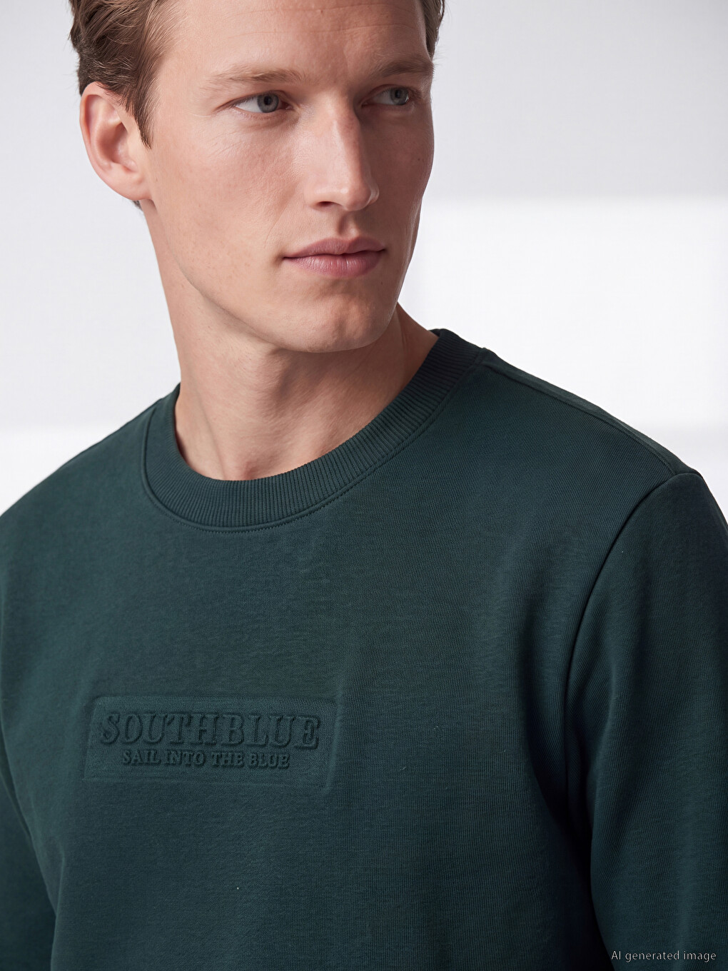 Crew Neck Embroidered Men's Thick Sweatshirt-2