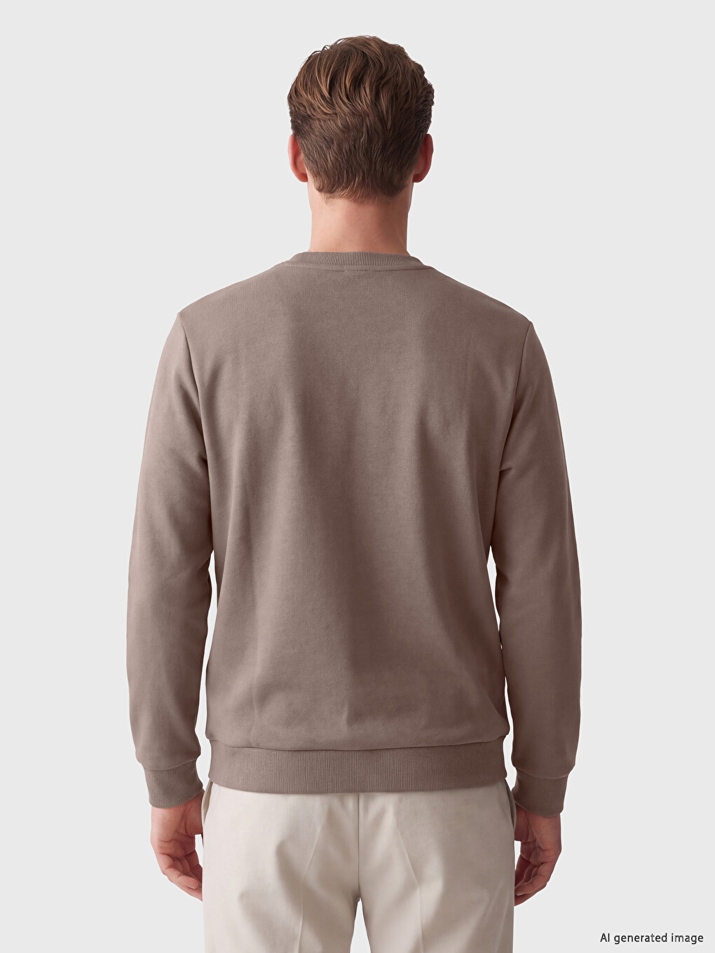 Bisiklet Yaka Nakışlı Erkek Kalın Sweatshirt-3