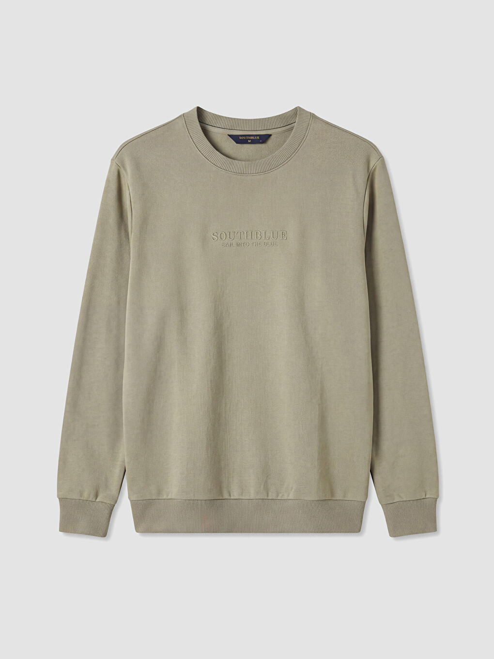 Yeşil Bisiklet Yaka Erkek Kalın Sweatshirt
