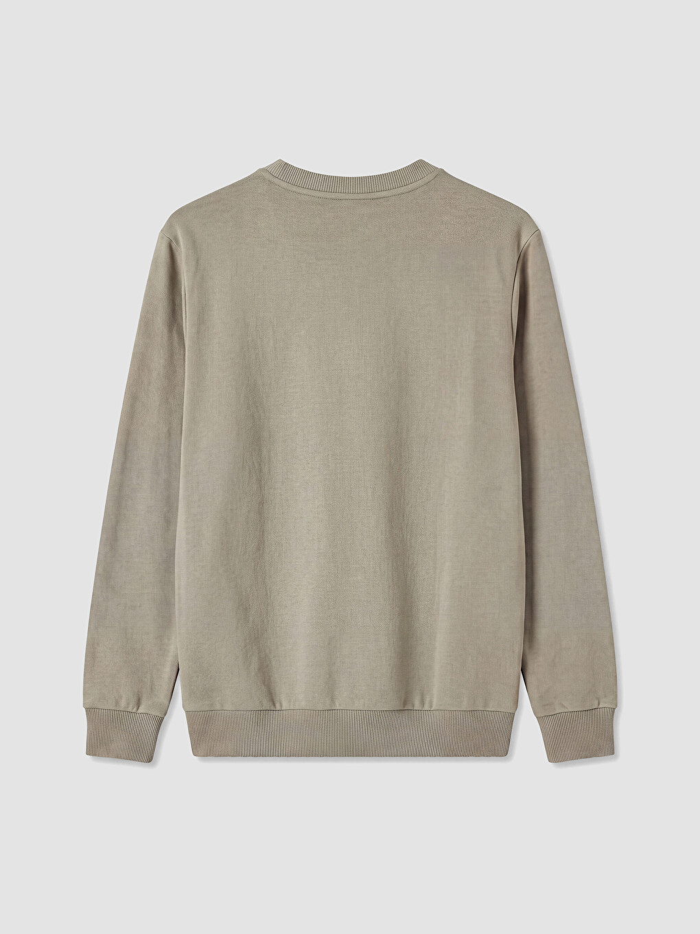 Yeşil Bisiklet Yaka Erkek Kalın Sweatshirt-2