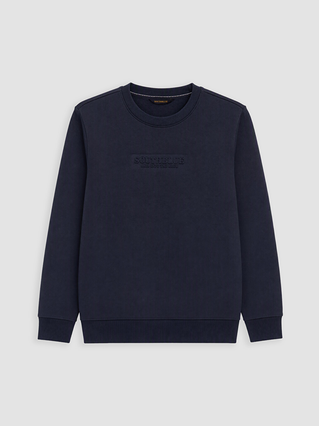 Lacivert Bisiklet Yaka Nakışlı Erkek Kalın Sweatshirt-4
