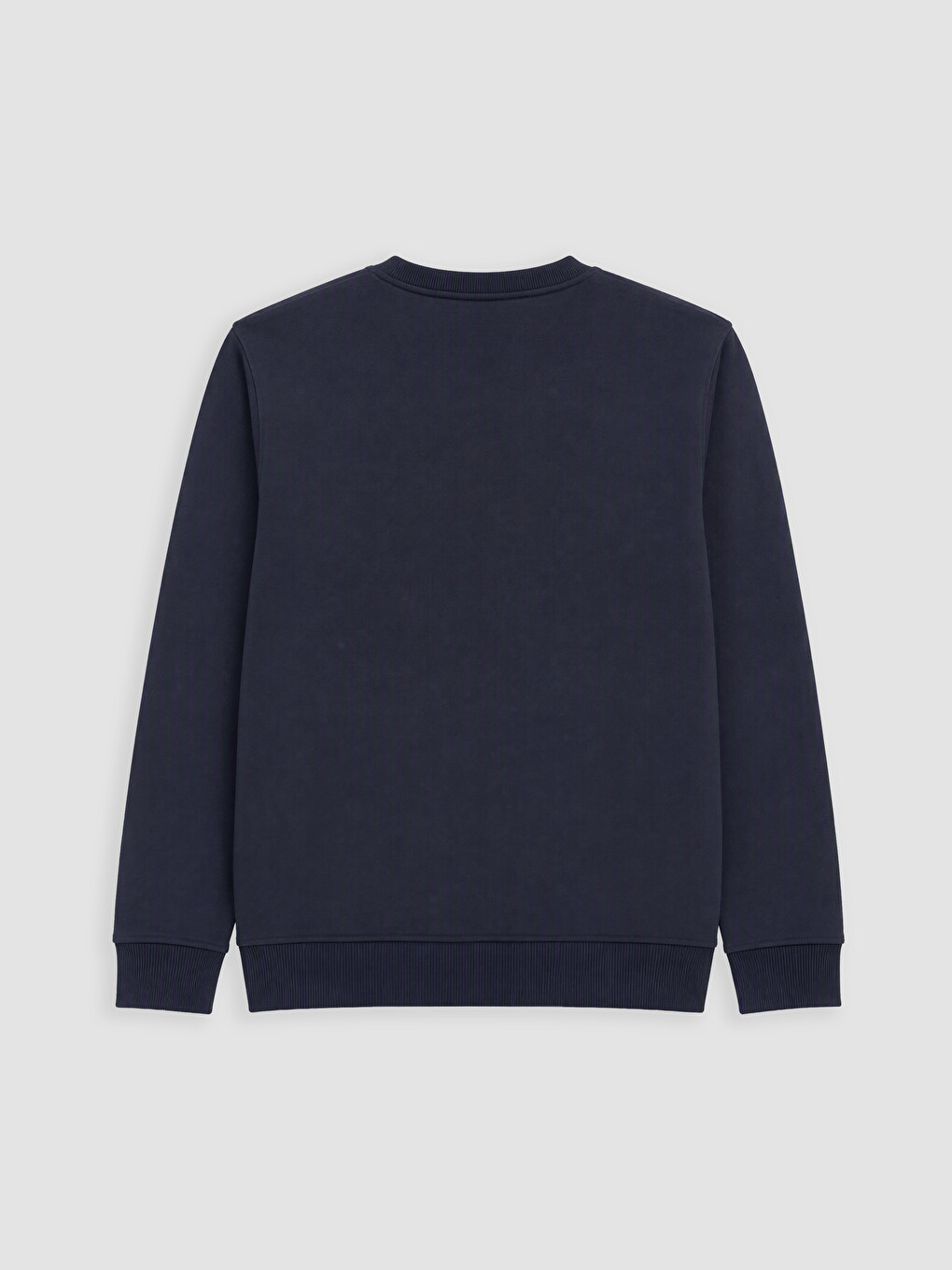 Lacivert Bisiklet Yaka Nakışlı Erkek Kalın Sweatshirt-6