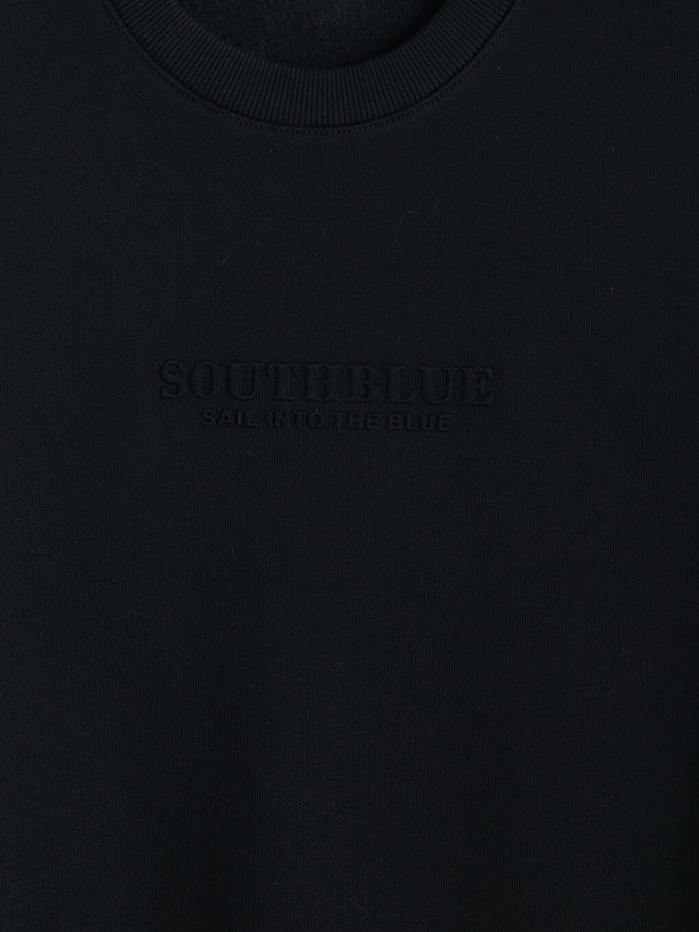 Siyah Bisiklet Yaka Nakışlı Erkek Kalın Sweatshirt-6
