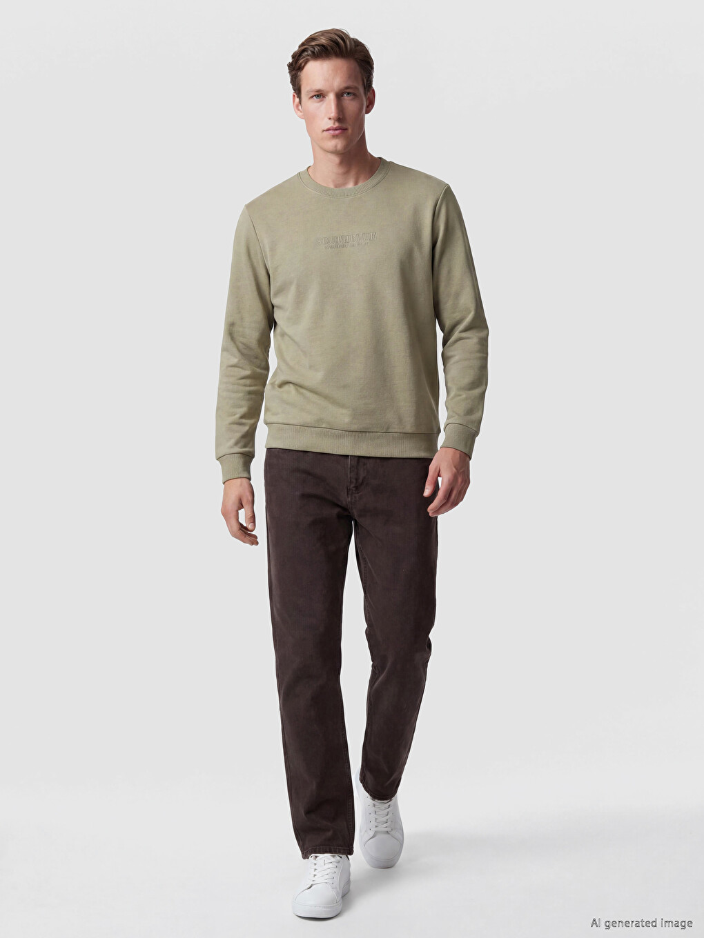 Crew Neck Men's Thick Sweatshirt-1