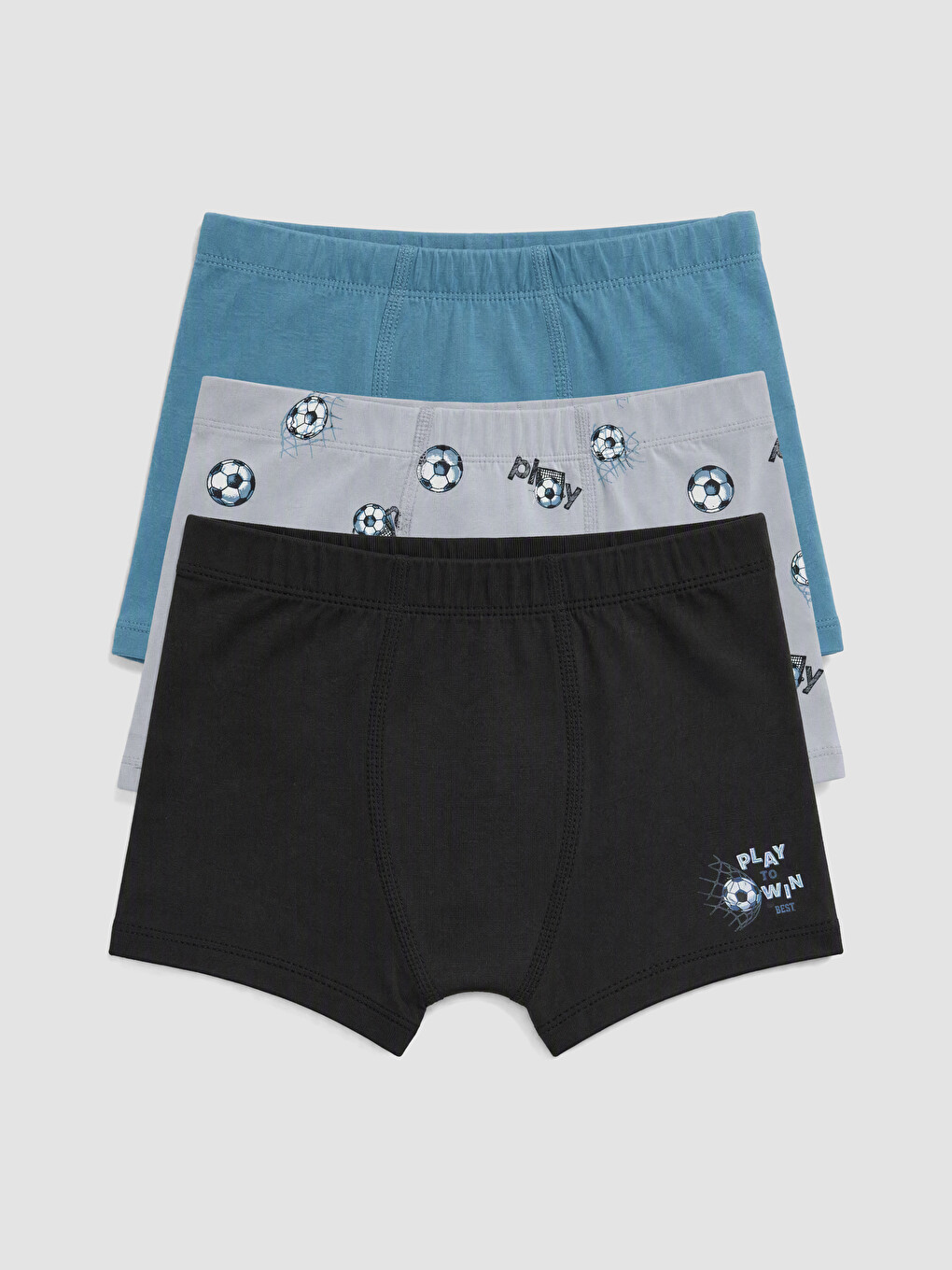 Gri Erkek Çocuk Baskılı Boxer 3'lü