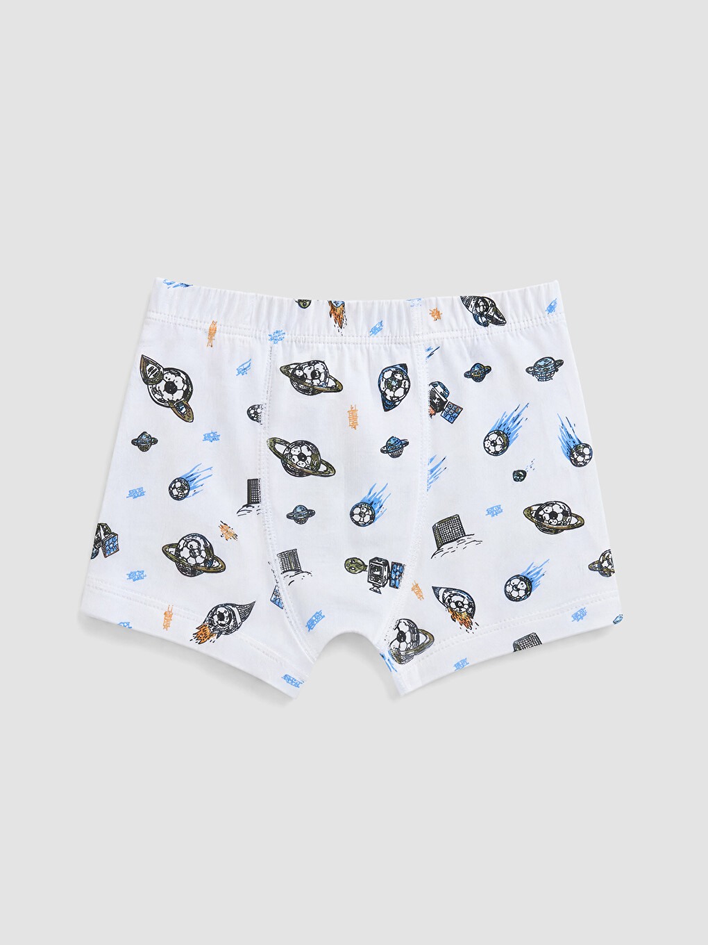 Beyaz Baskılı Erkek Çocuk Boxer 3'lü-1