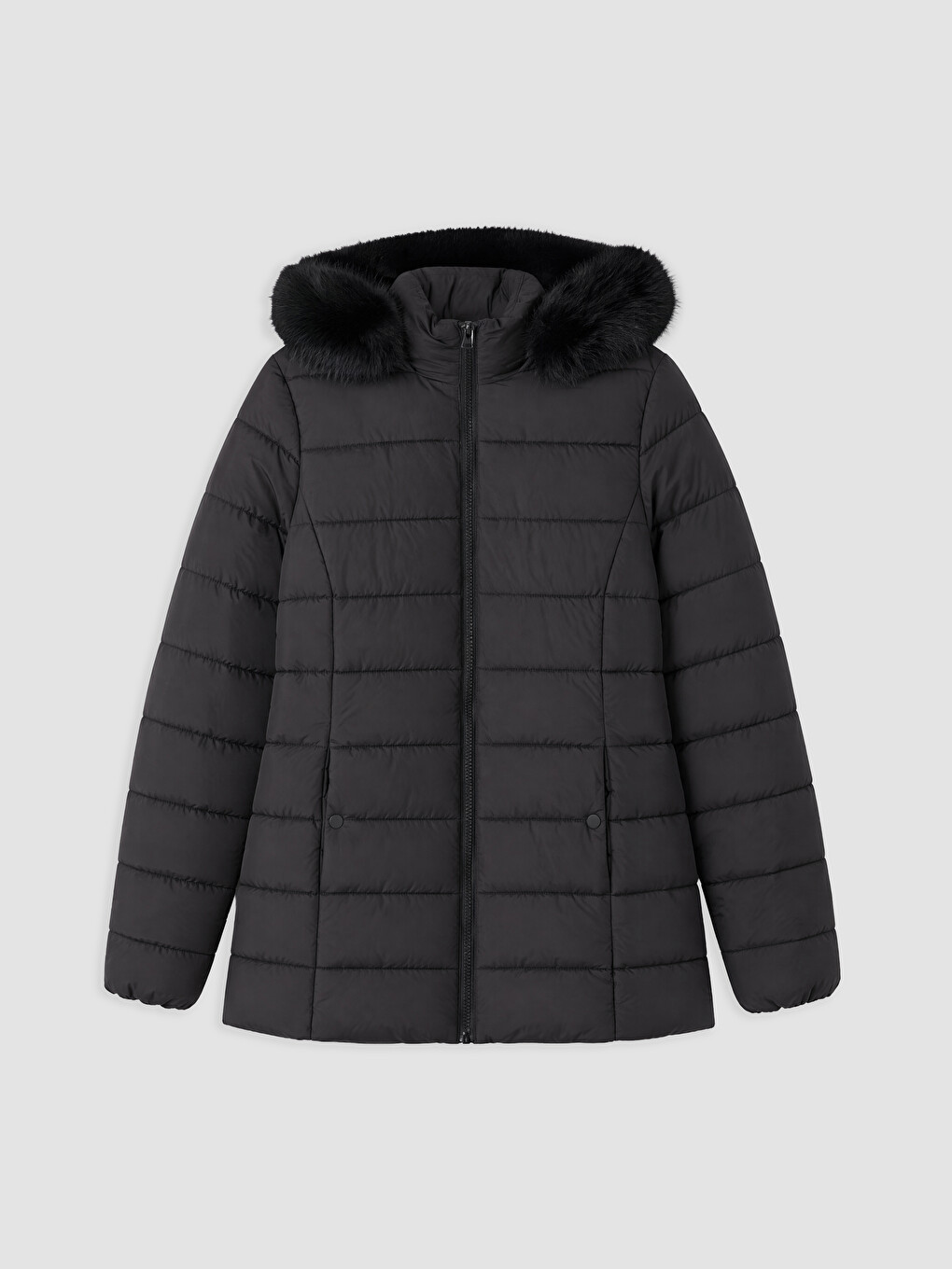 Fur Hooded Women's Puffer Coat-5