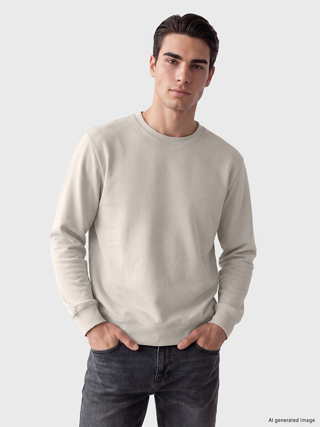 Man Beige Sweatshirt