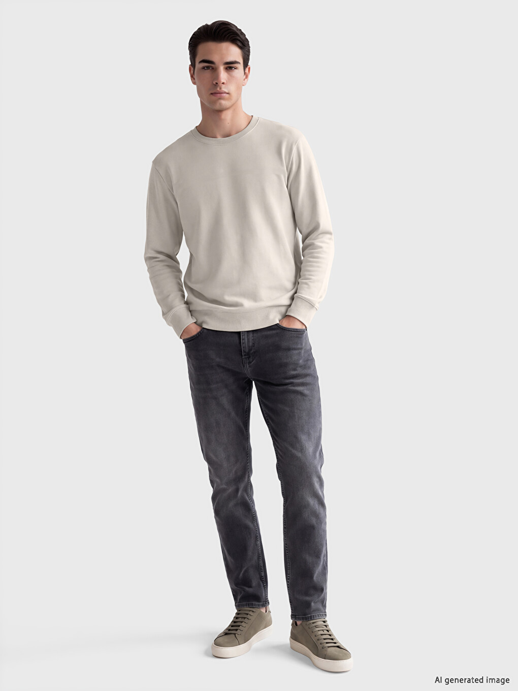 Man Beige Sweatshirt-1
