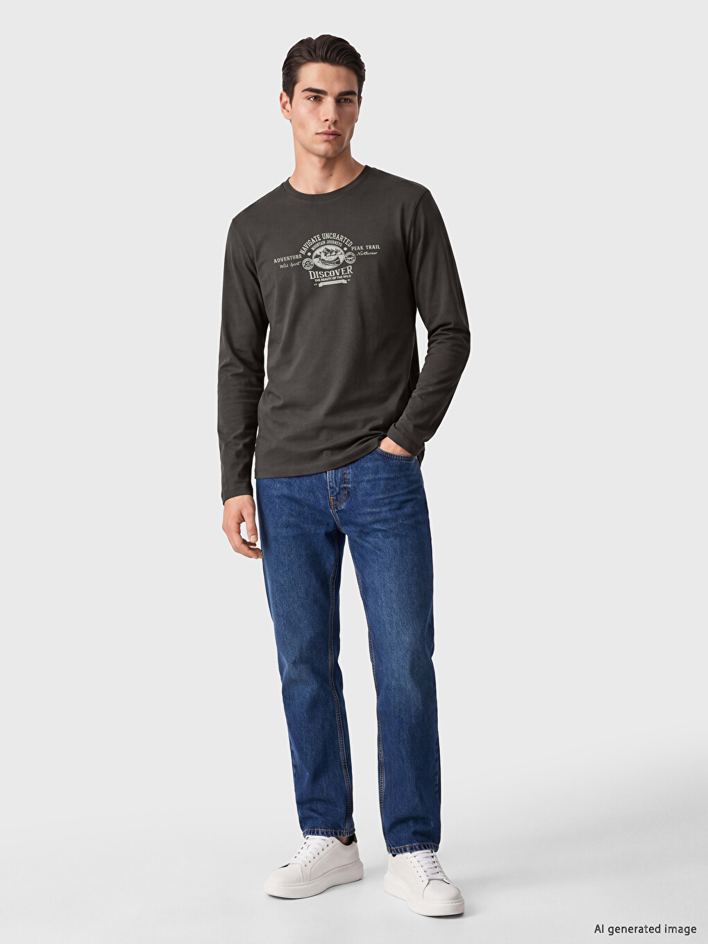 Crew Neck Printed Men's Sweatshirt-1