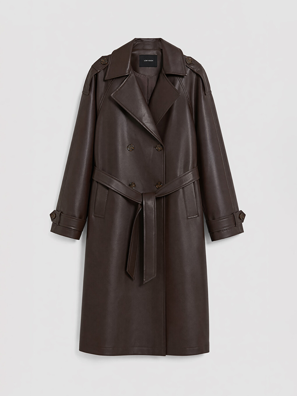 Women's Leather Look Trench Coat-5