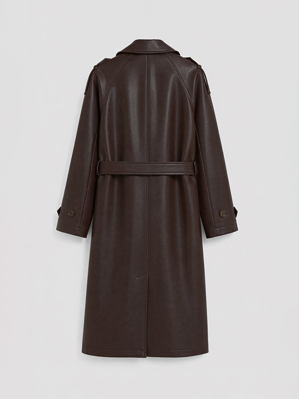 Women's Leather Look Trench Coat-6