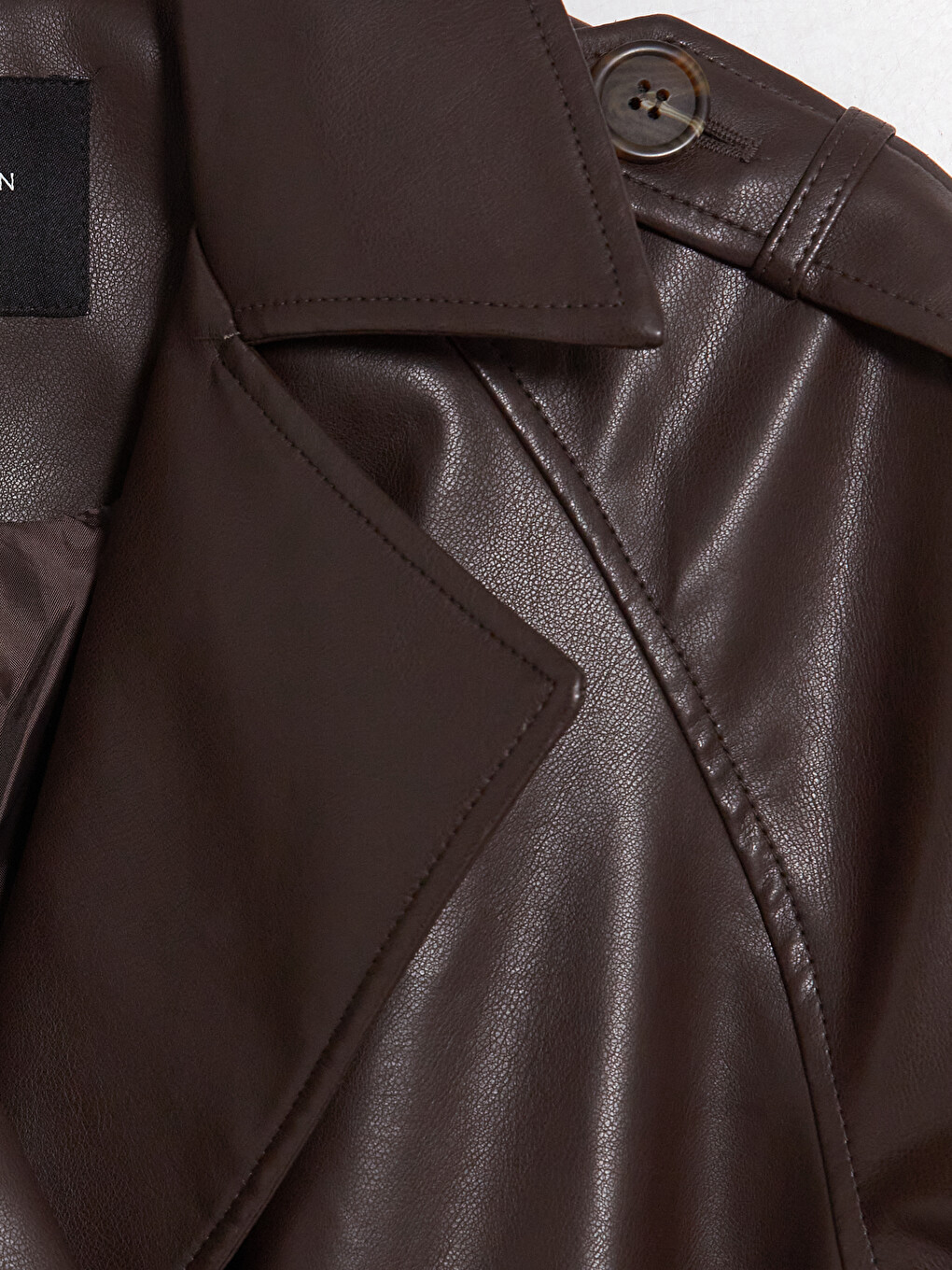 Women's Leather Look Trench Coat-7