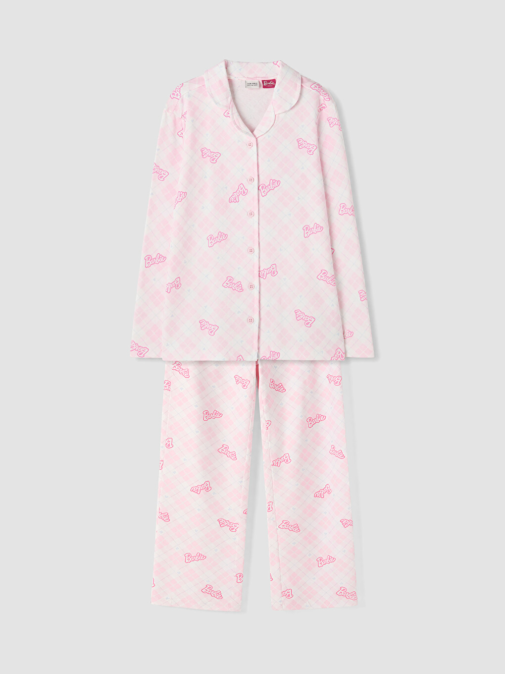 Pembe Barbie Baskılı Kız Çocuk Pijama Takım