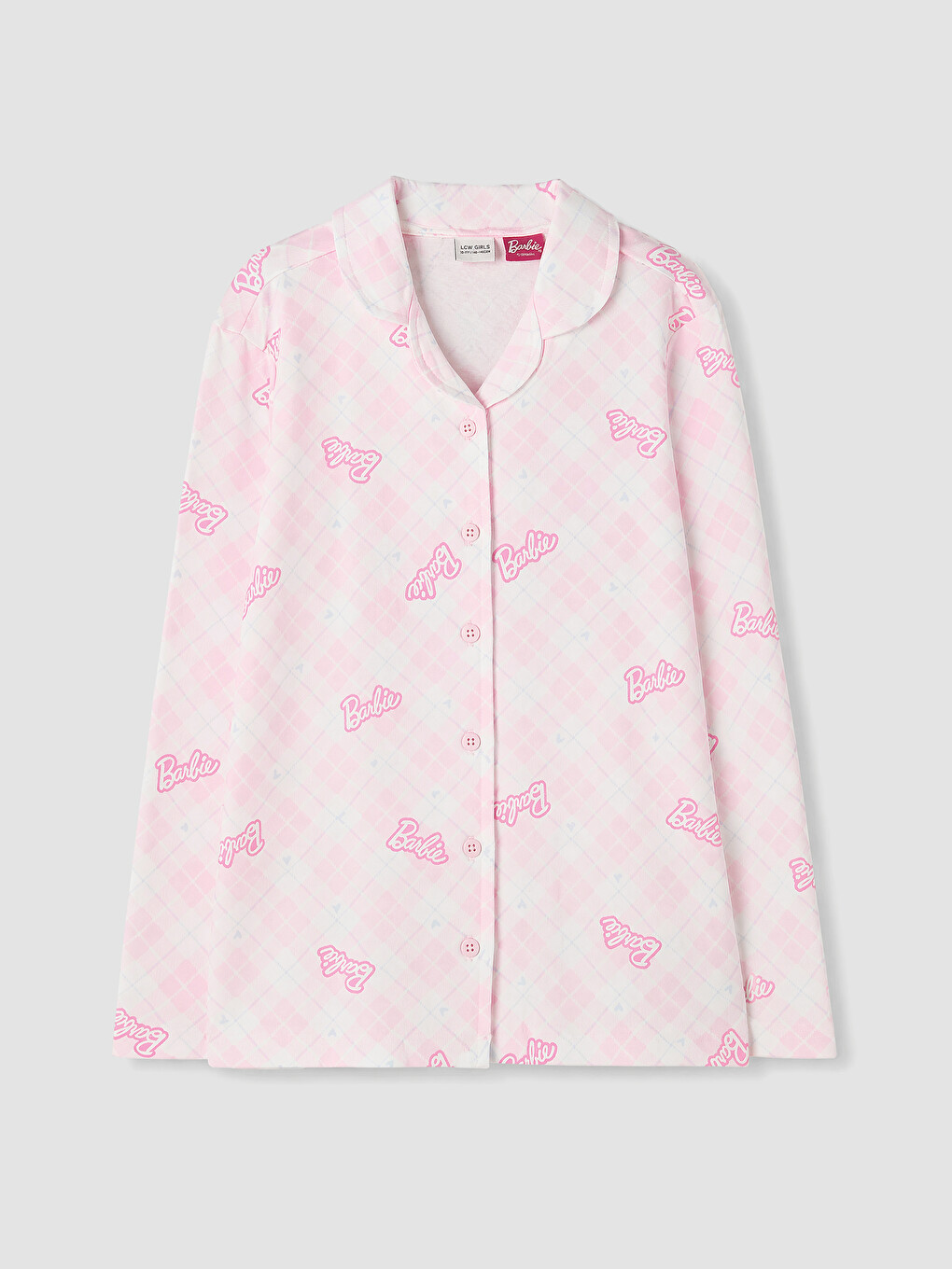 Pembe Barbie Baskılı Kız Çocuk Pijama Takım-1