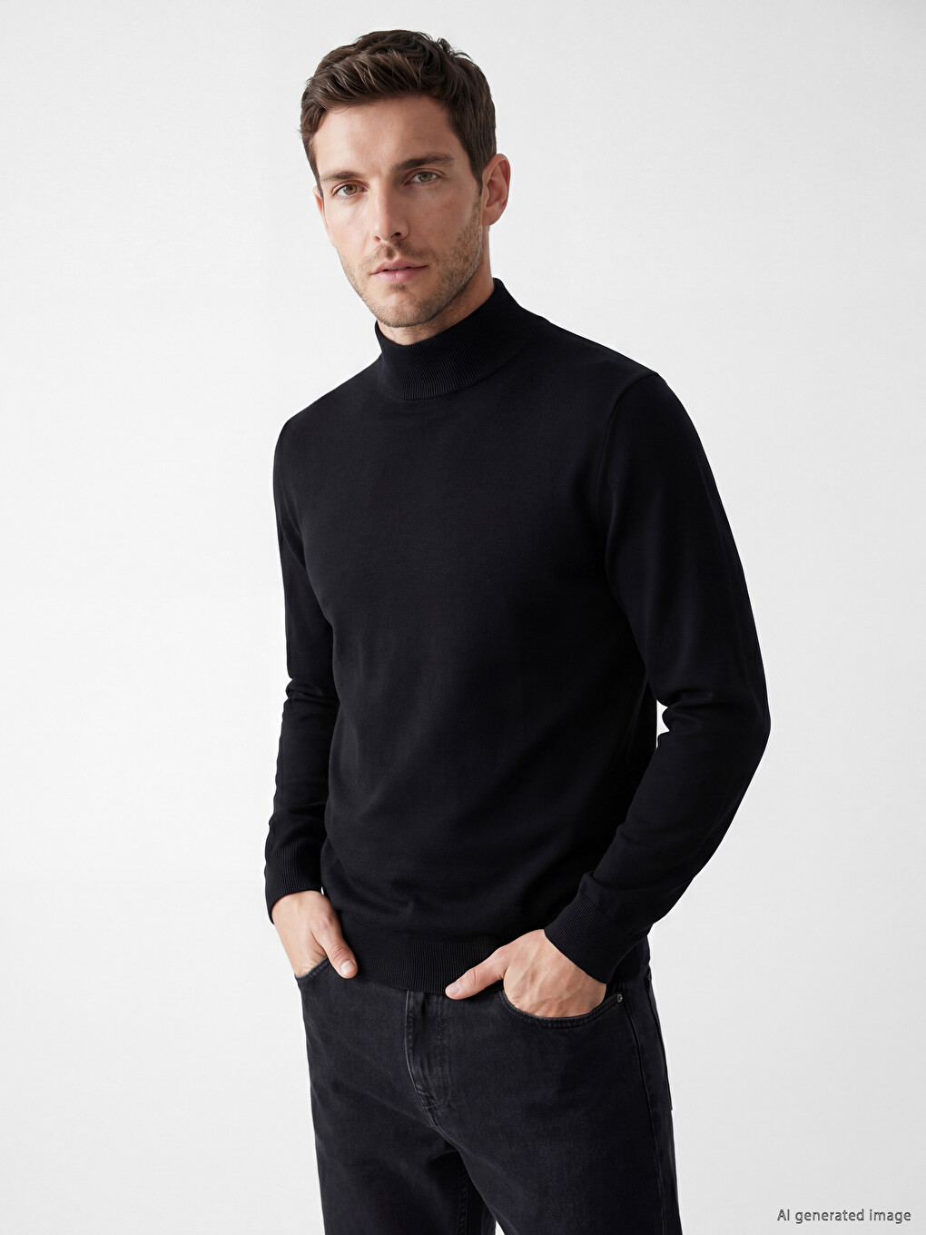Mock Neck Men's Knitwear Sweater