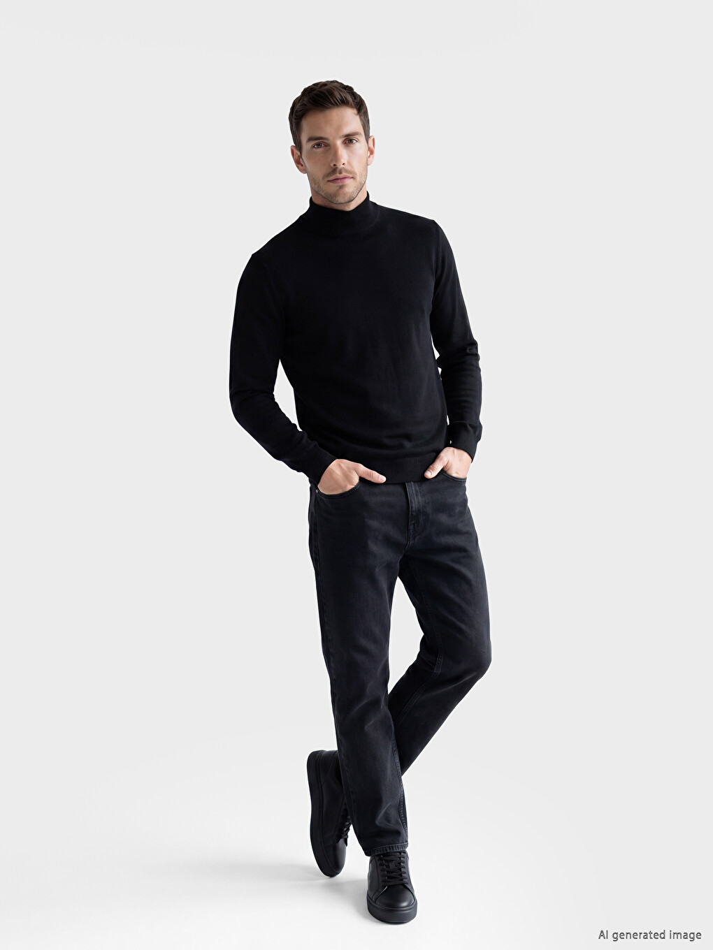 Mock Neck Men's Knitwear Sweater-1