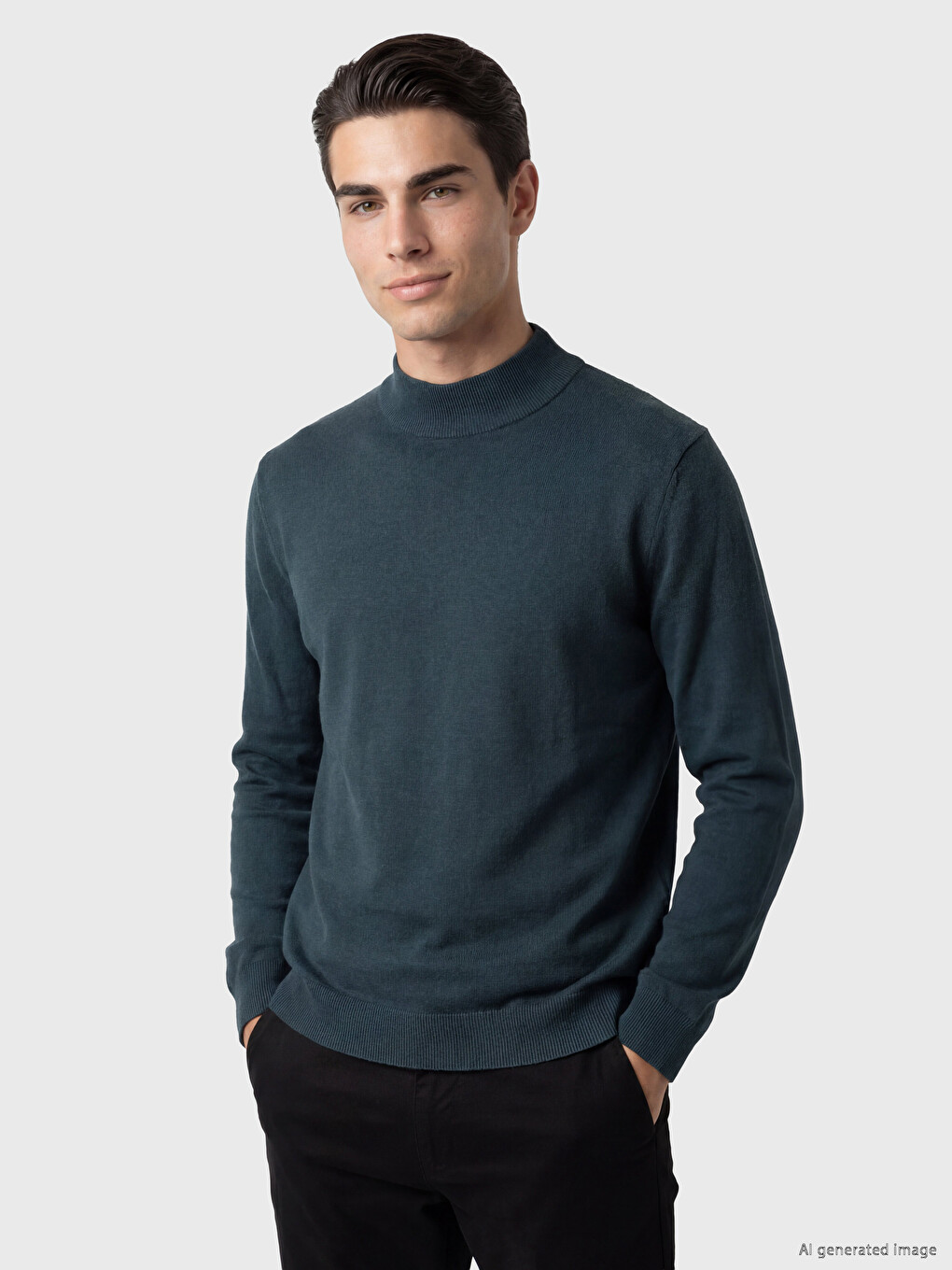 Mock Neck Men's Knitwear Sweater