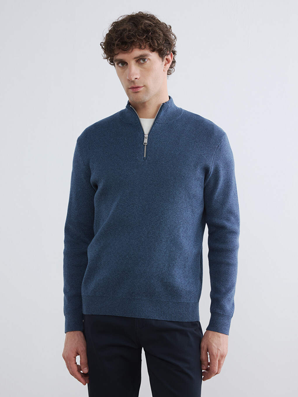 Mock Neck Men's Knitwear Sweater