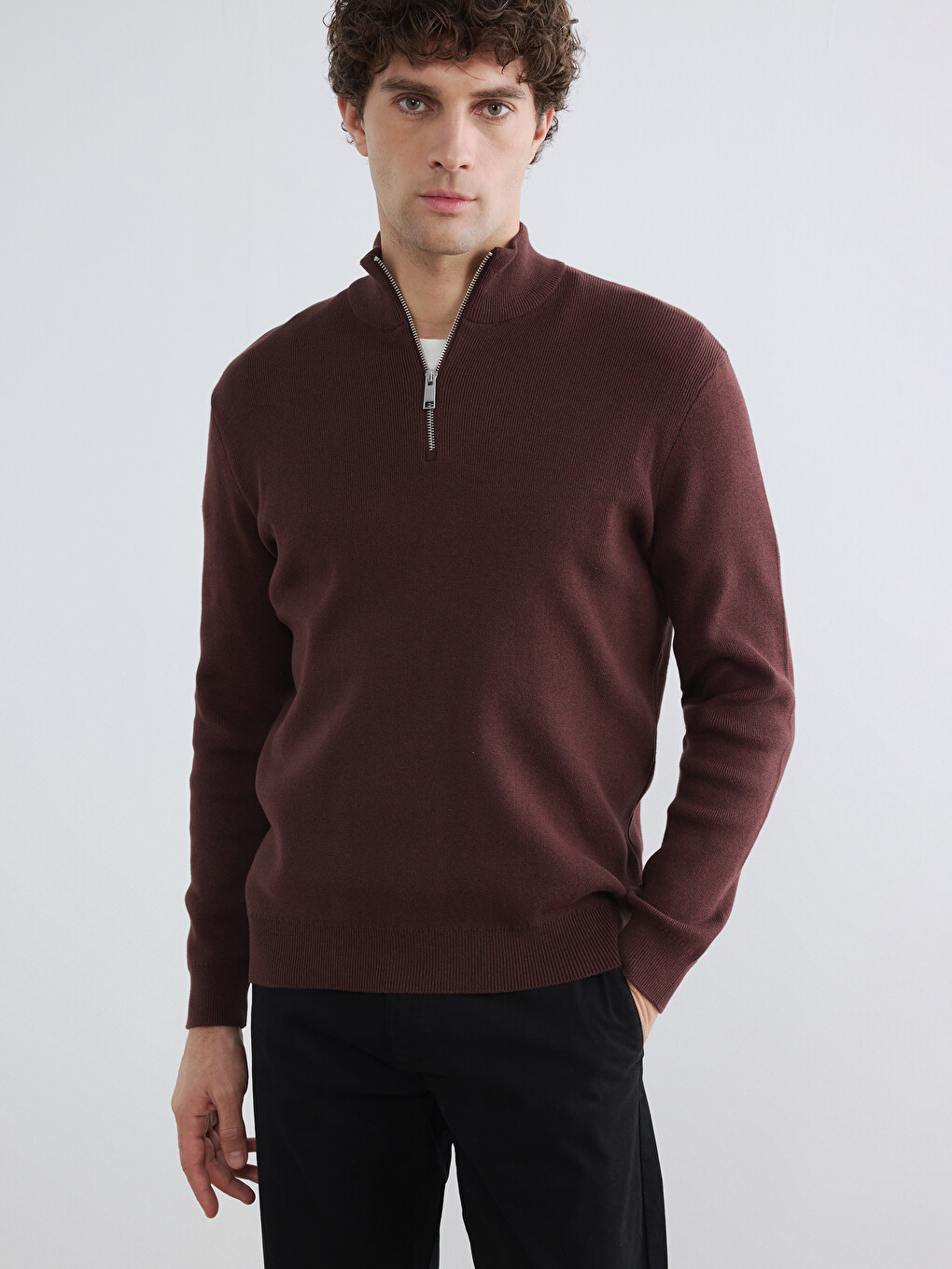 Mock Neck Men's Knitwear Sweater