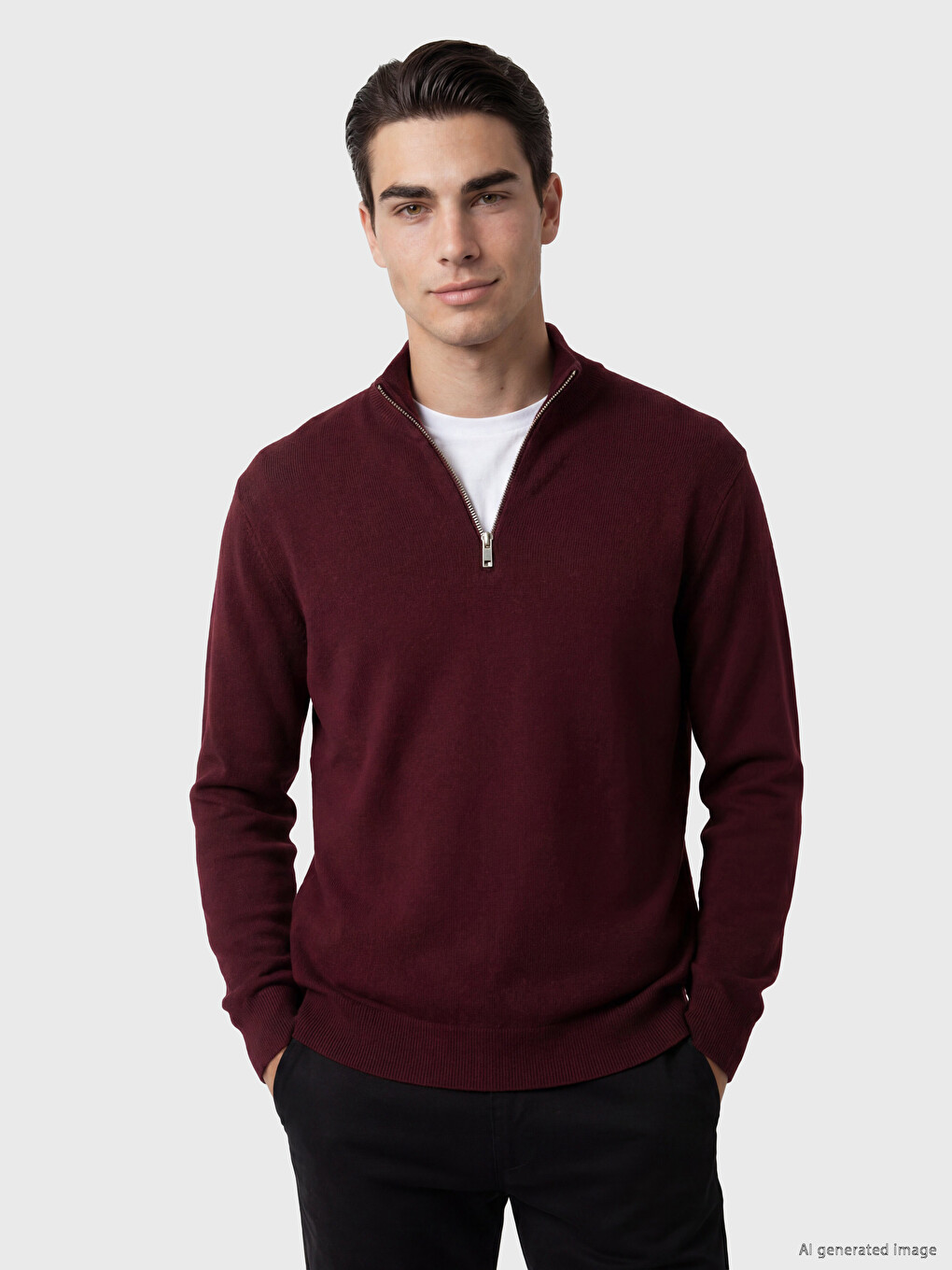 Mock Neck Men's Knitwear Sweater