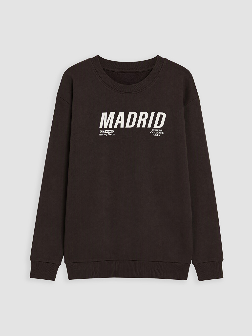 Kahverengi Madrid Baskılı Erkek Çocuk Sweatshirt