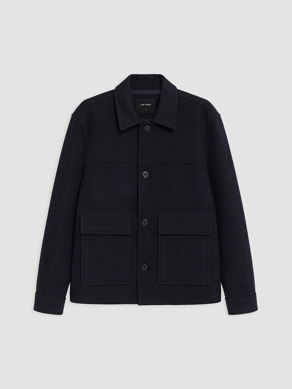 Regular Fit Shirt Collar Men's Melton Coat-3