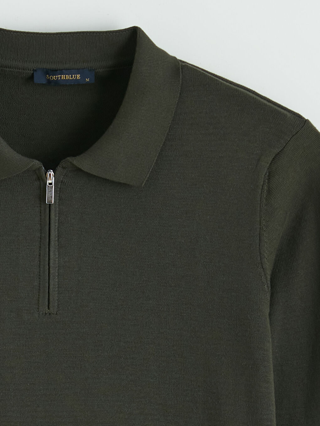 Haki Polo Yaka Erkek Triko Kazak-1