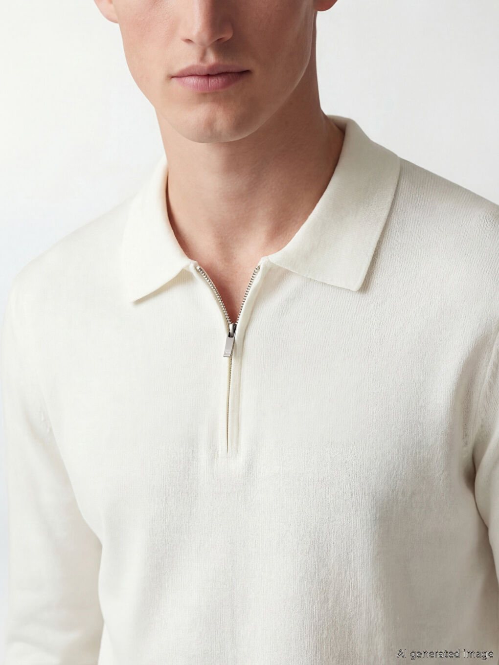 Ekru Polo Yaka Erkek Triko Kazak-2