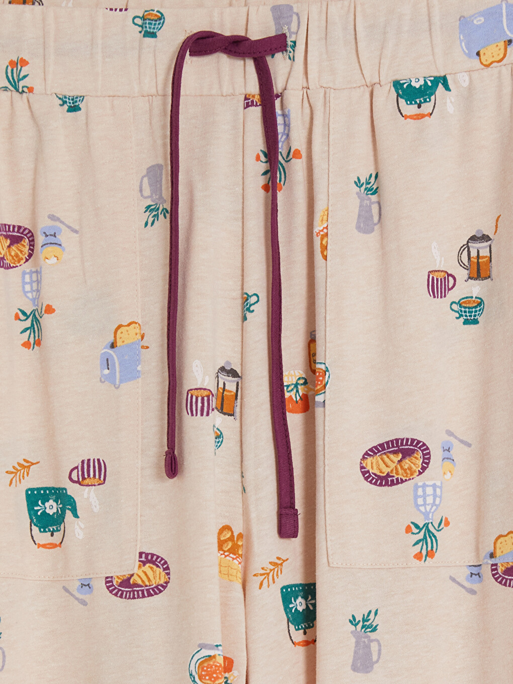Beli Lastikli Desenli Kadın Pijama Altı-5