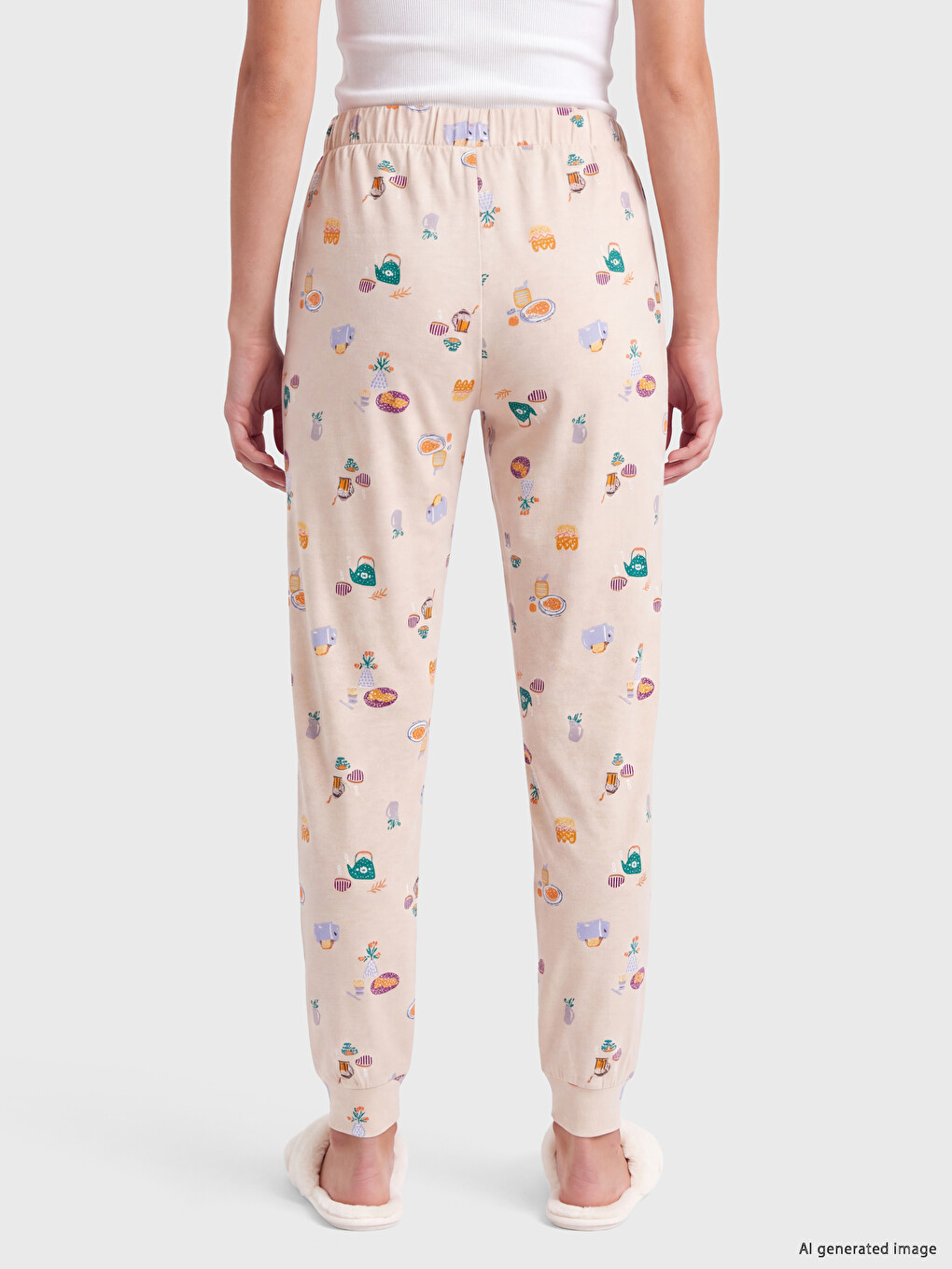 Beli Lastikli Desenli Kadın Pijama Altı-3