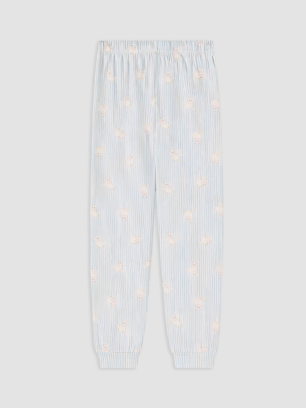 Mavi Beli Lastikli Desenli Kadın Pijama Alt-1