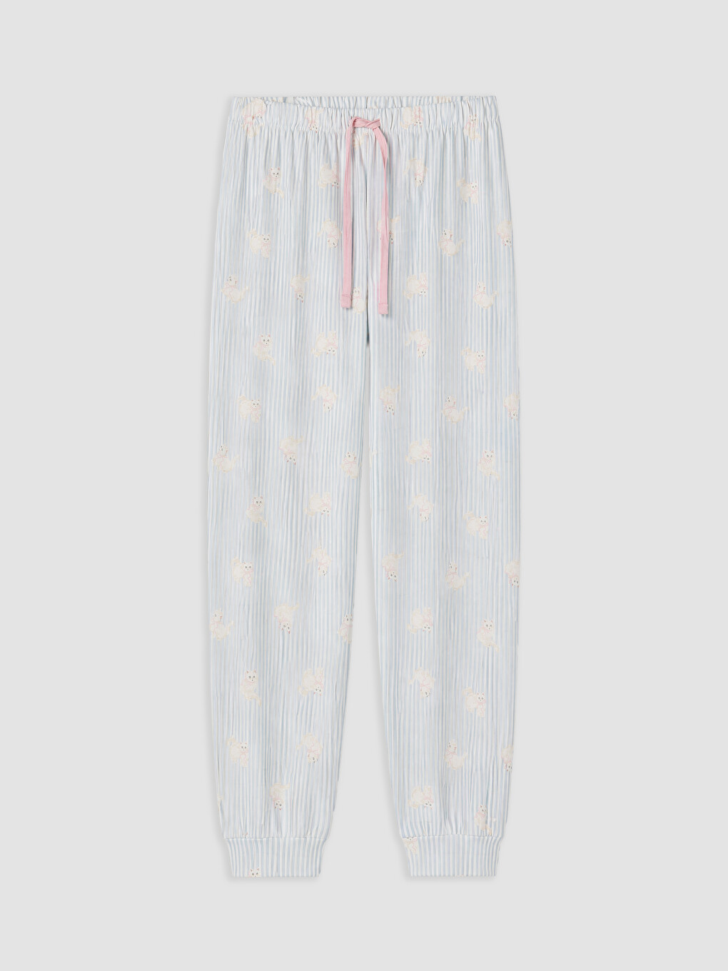 Mavi Beli Lastikli Desenli Kadın Pijama Alt