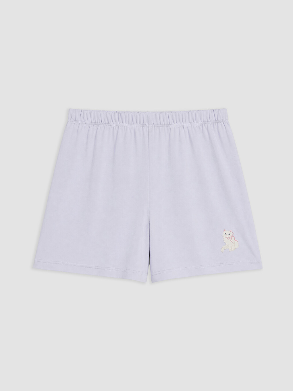 Ekru Beli Lastikli Baskılı Kadın Şort Pijama Altı 2'li-9